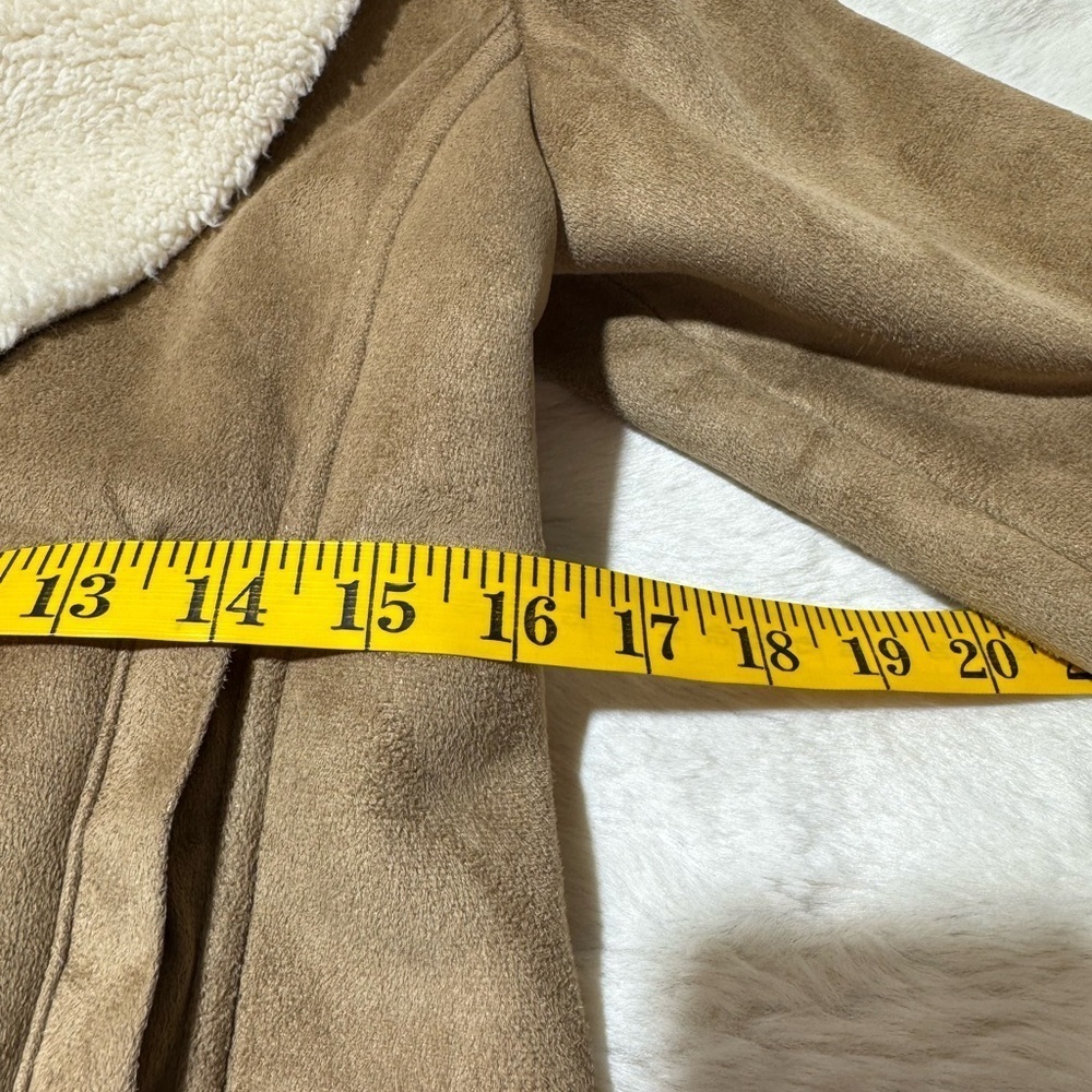 Ralph Lauren Tan Sherpa Suede Open Front Jacket, Women’s Petite XS fully linned - Picture 9 of 15